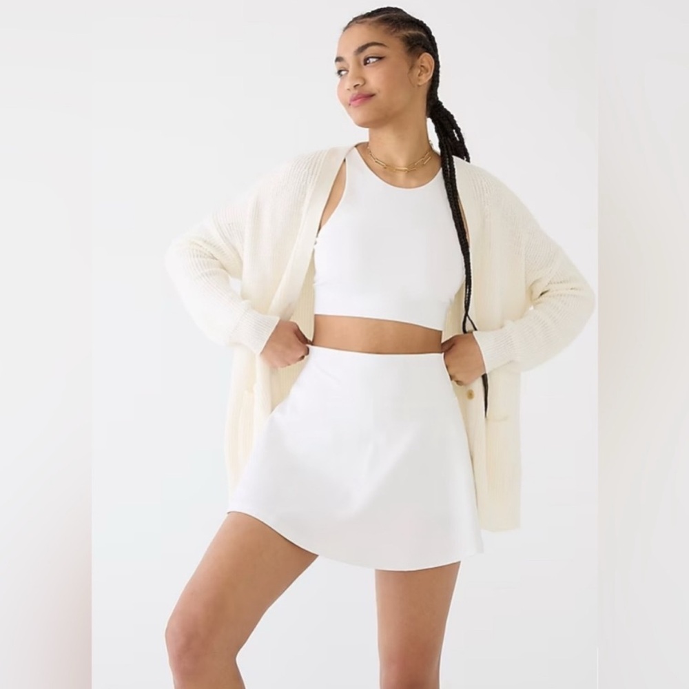J Crew Active White Flared Tennis Skirt, size L